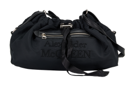 Embroidered Logo Bag, Nylon, Black, 33SIB, DB, 3*
